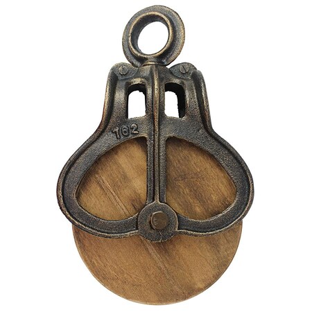 Design Toscano Vintage Cast Iron and Wood Wheel Farm Pulley: Large SP3610